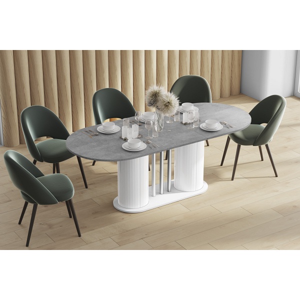 Stół rozkładany CESARO - Wariant Kolorystyczny: Grey Stone MAT+Biały HG - Hubertus